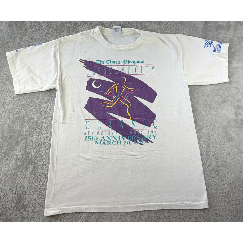 VTG Advance Athletic T-Shirt Mens Large White 1993 Crescent City Classic